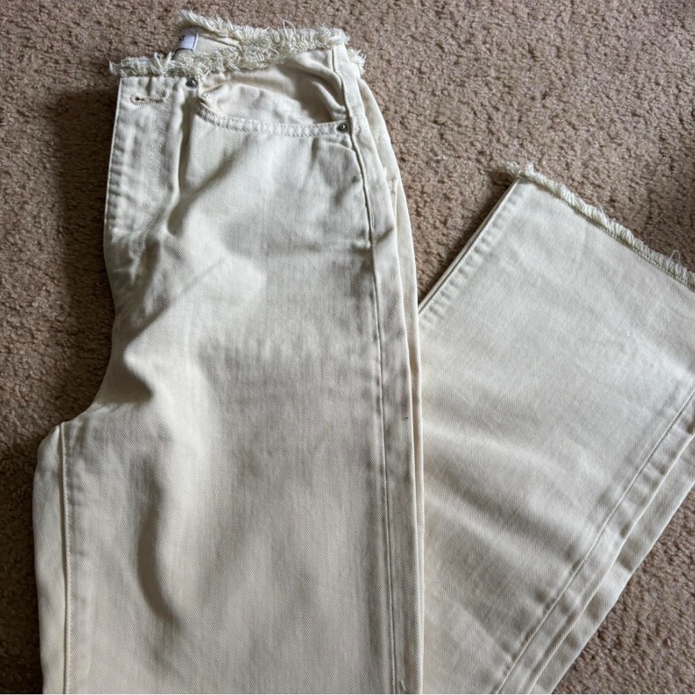 WeWoreWhat Cream Frayed Edge Pants